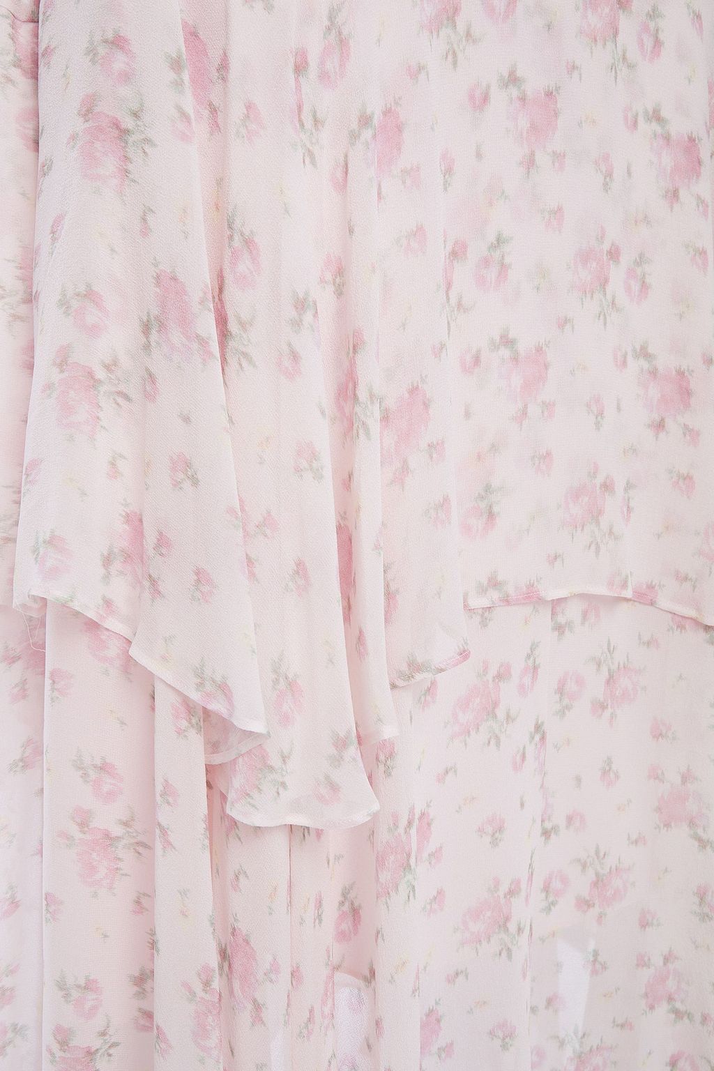 LOVESHACKFANCY Alex asymmetric tiered floral-print silk-georgette midi skirt