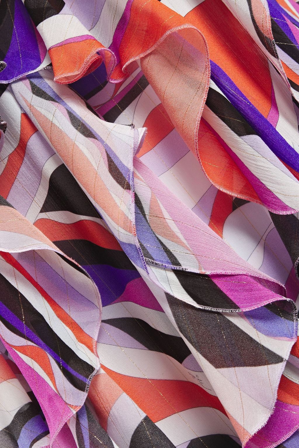 PUCCI Tiered printed georgette halterneck dress