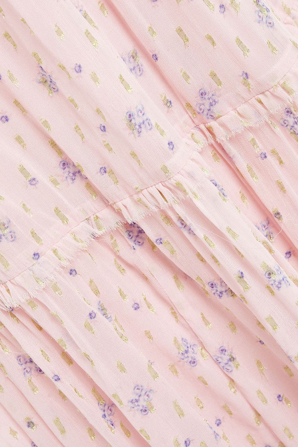 LOVESHACKFANCY Bobbi metallic fil coupé floral-print georgette halterneck maxi dress
