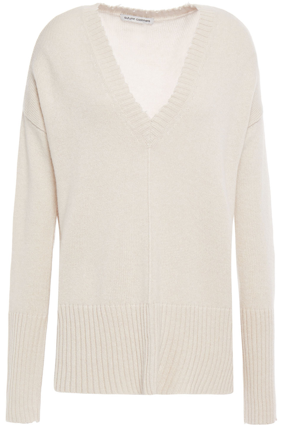 autumn cashmere - distressed knitted sweater - white - m