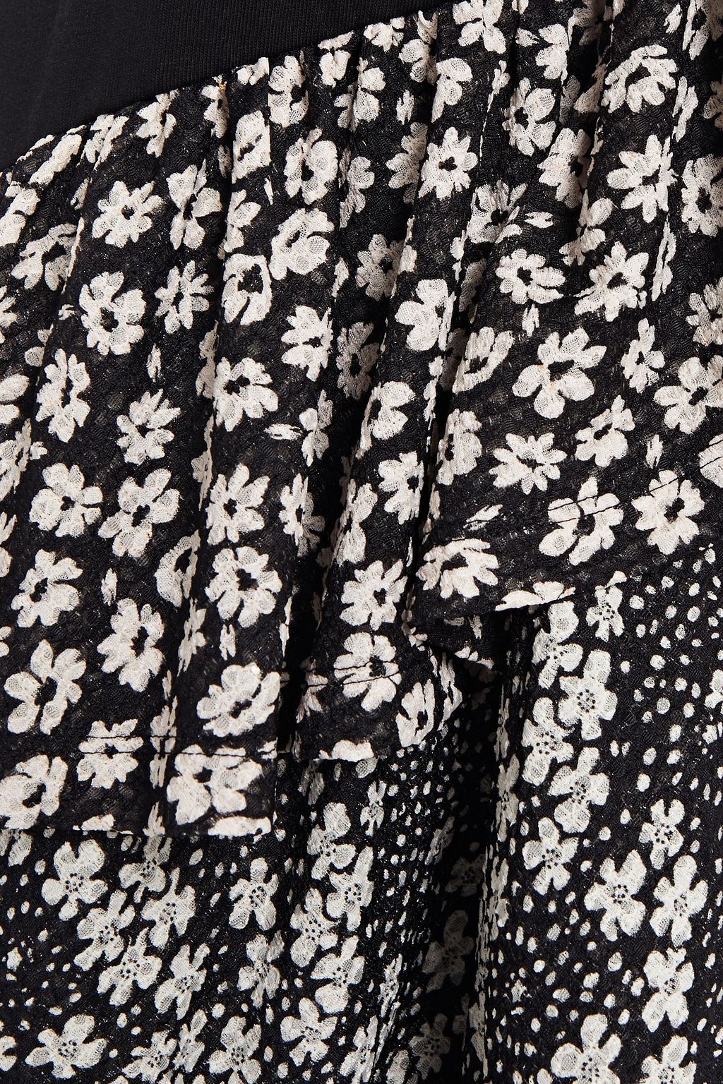 GOEN.J Tiered floral-print mesh and cotton-jersey midi dress