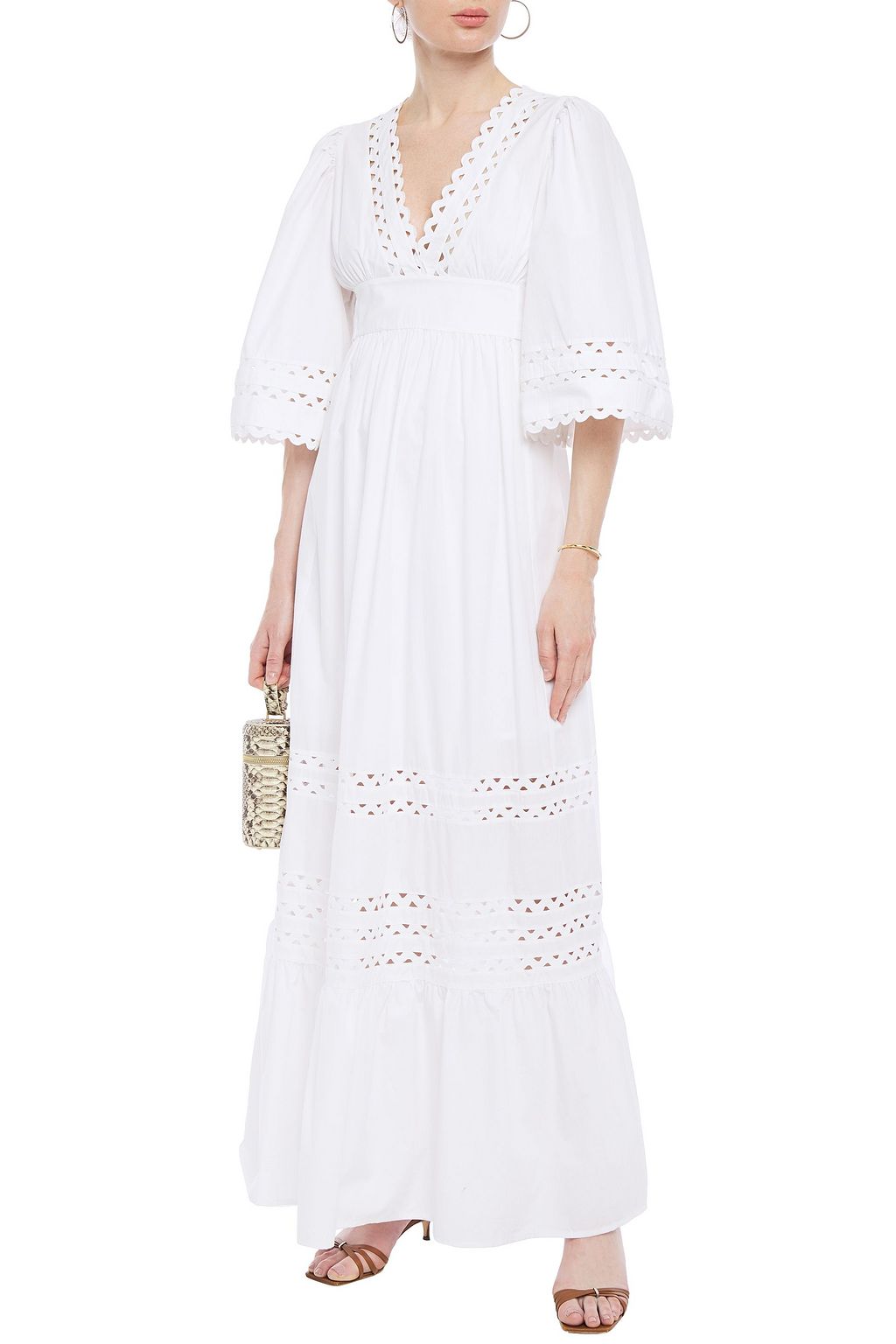 ANTIK BATIK Malia rickrack-trimmed gathered cotton maxi dress