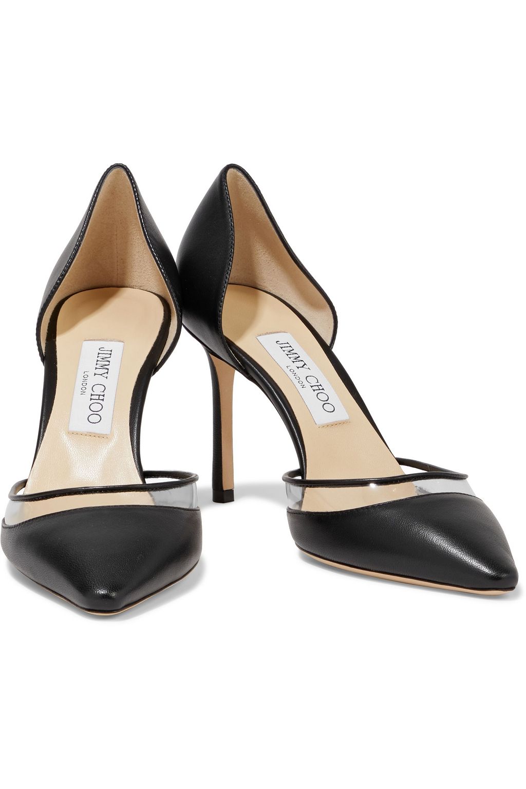 JIMMY CHOO Esther 85 PVC-trimmed leather pumps