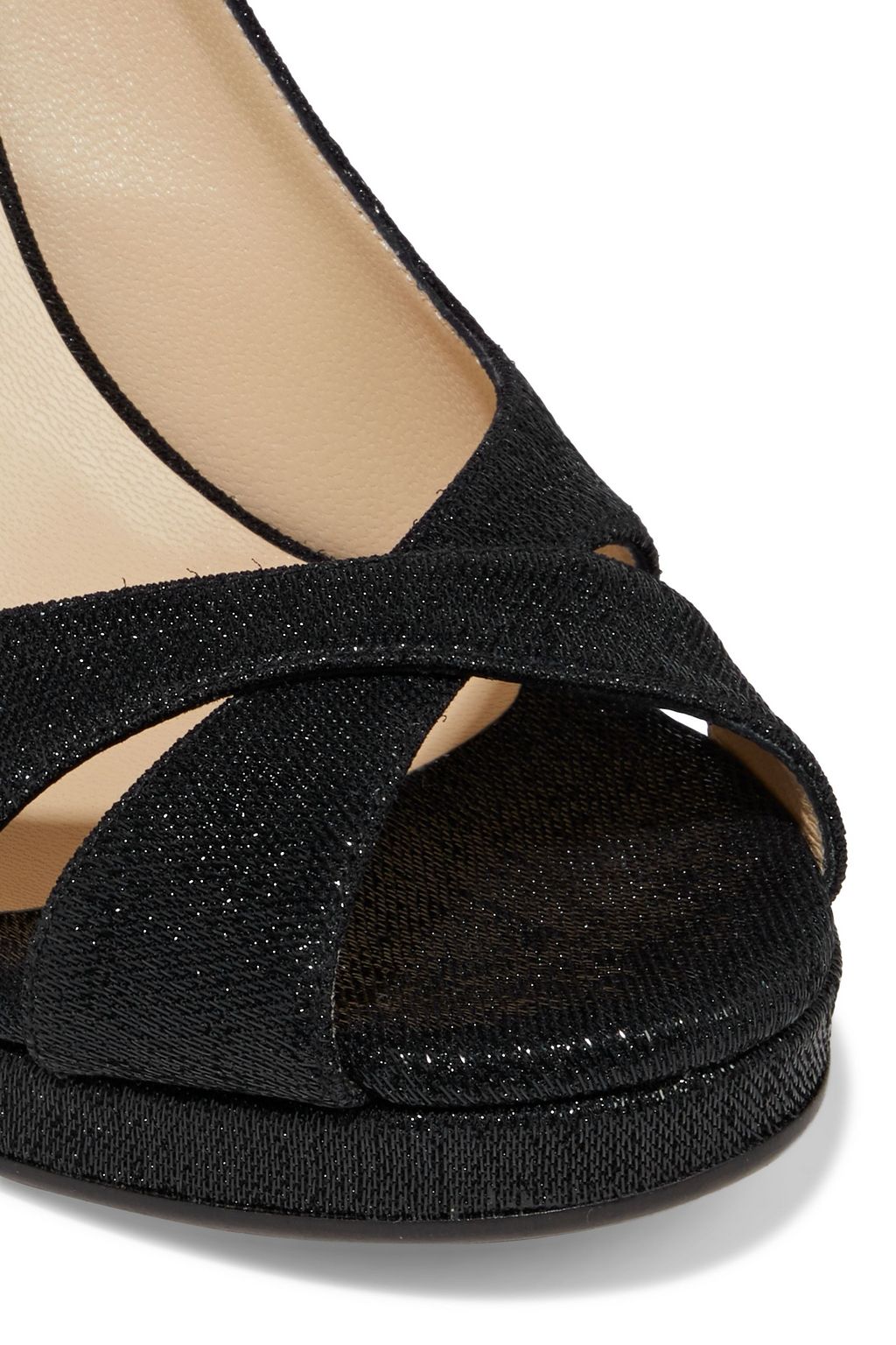 JIMMY CHOO Amely 105 metallic woven slingback wedge sandals