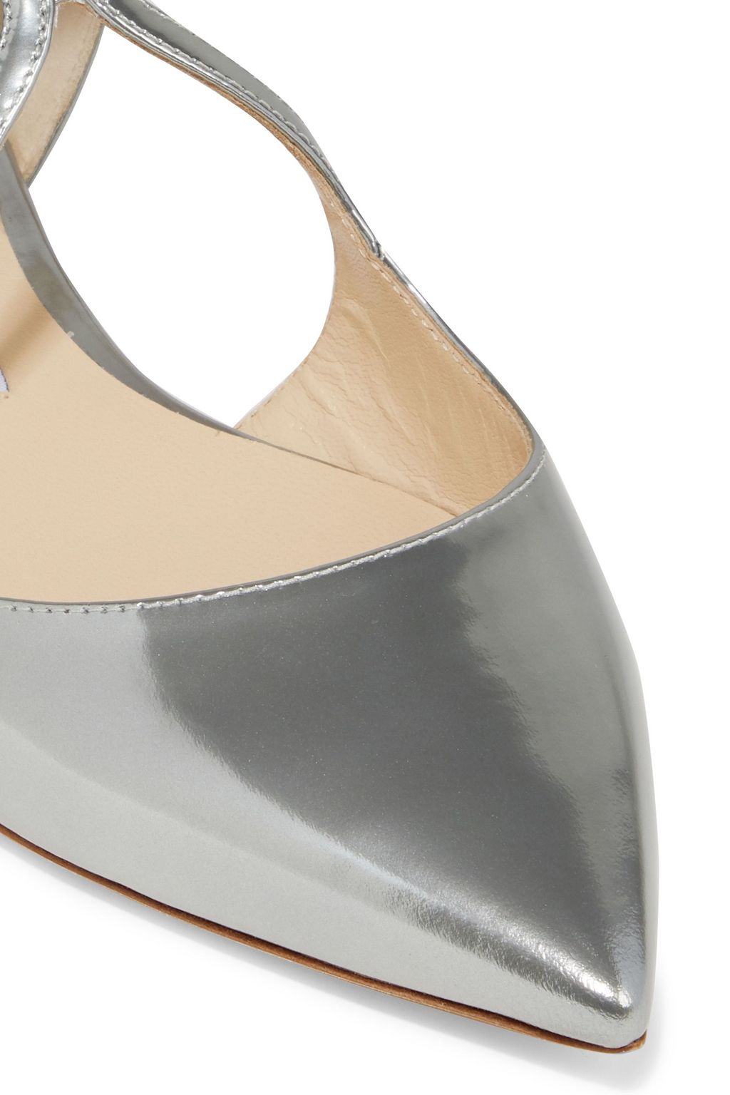 JIMMY CHOO Lancer mirrored-leather point-toe flats