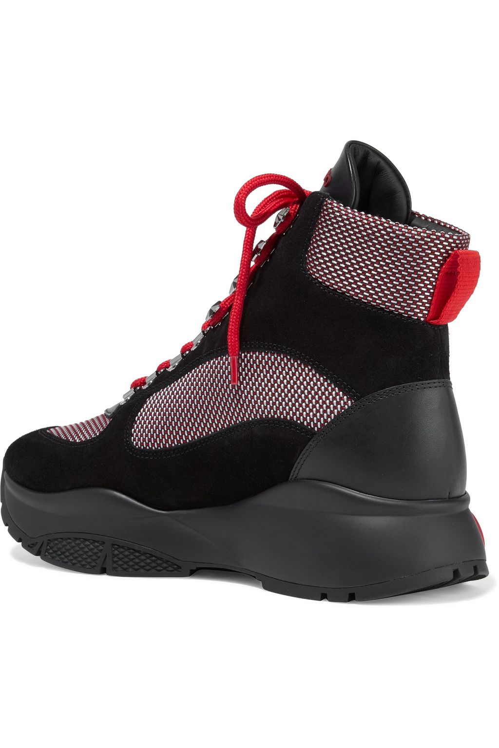 JIMMY CHOO Inca suede, mesh and leather platform ankle boots
