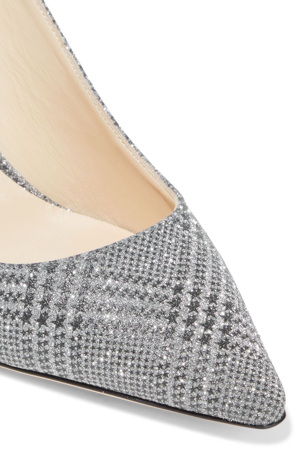 JIMMY CHOO Erin 65 glittered Prince of Wales checked leather slingback pumps