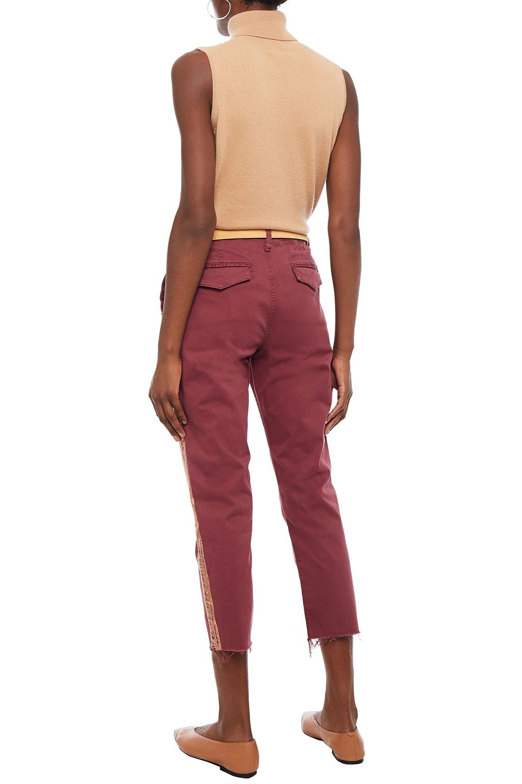 MOTHER Cropped striped cotton-blend twill slim-leg pants