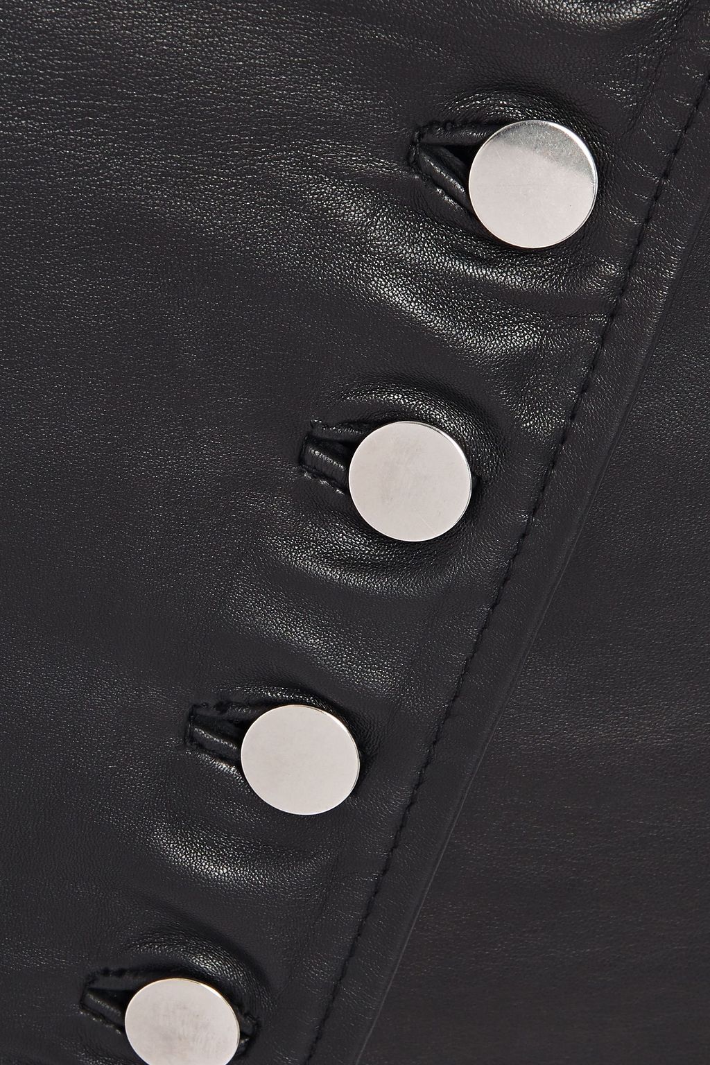 MUUBAA Tanera button-detailed leather midi pencil skirt