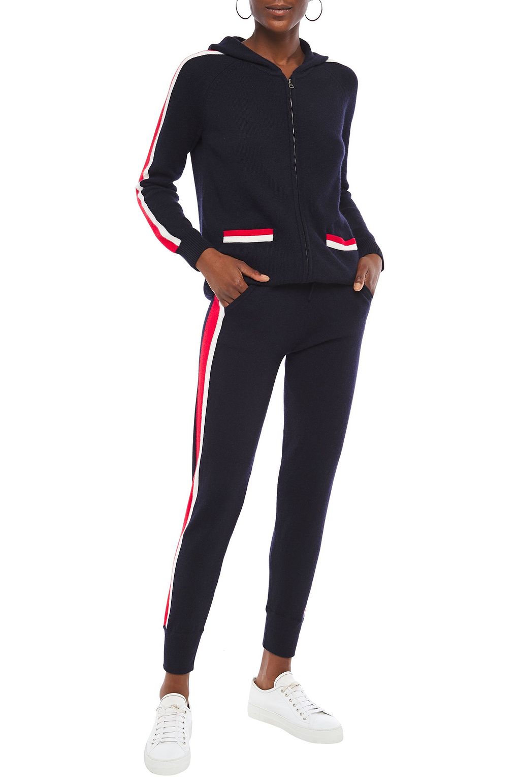 N.PEAL Striped cashmere hoodie