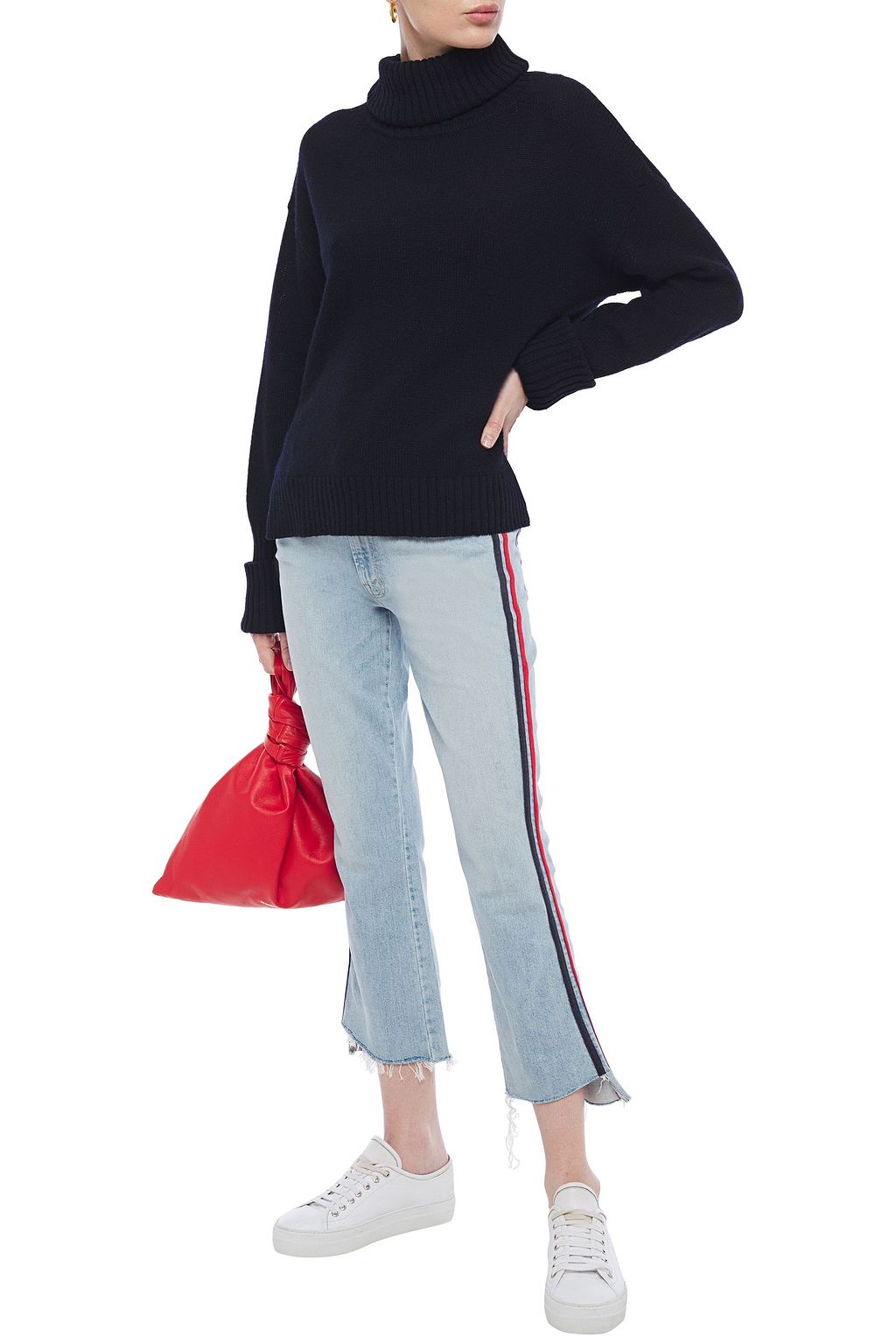 MOTHER Insider striped mid-rise kick-flare jeans