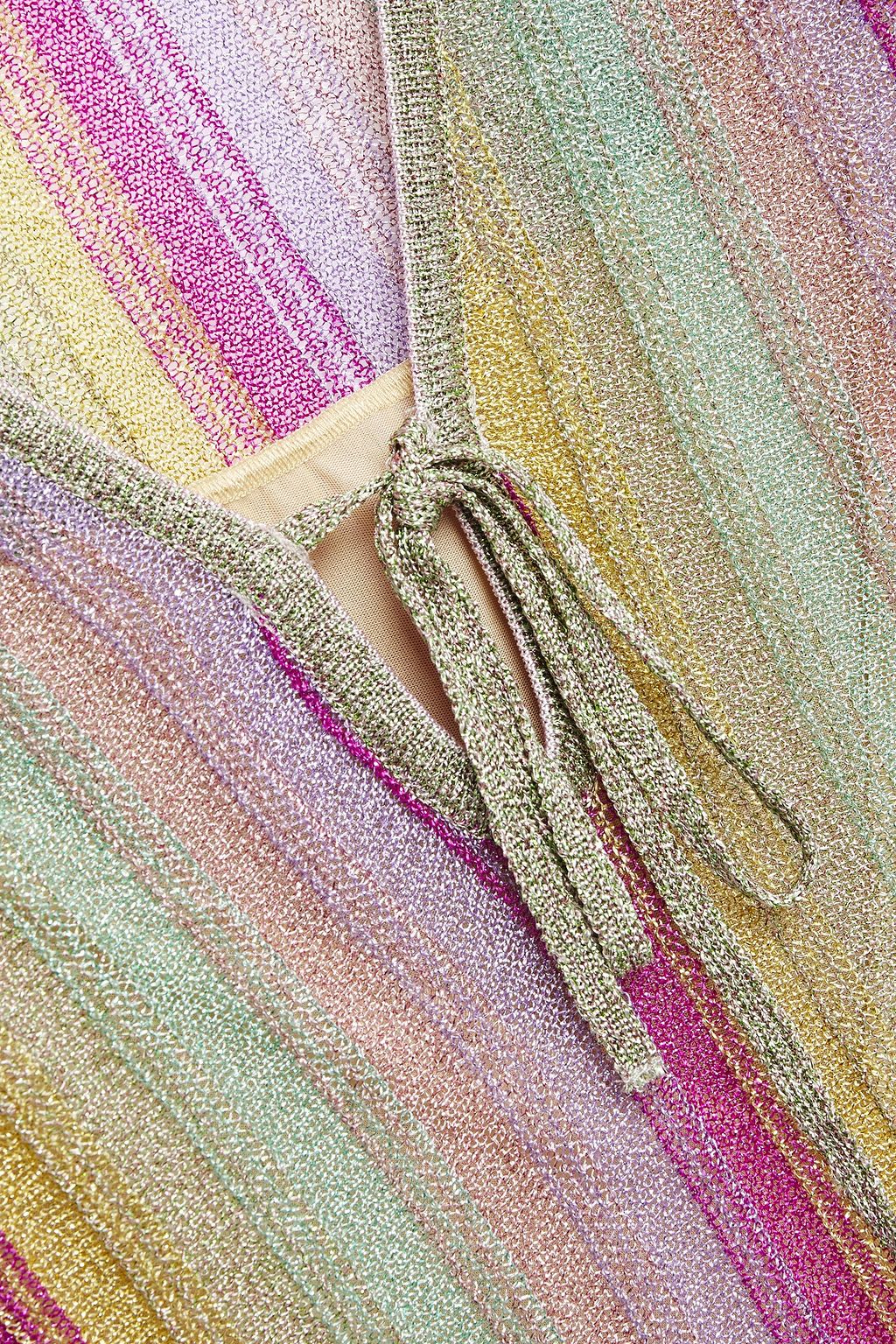 M MISSONI Metallic striped crochet-knit mini dress