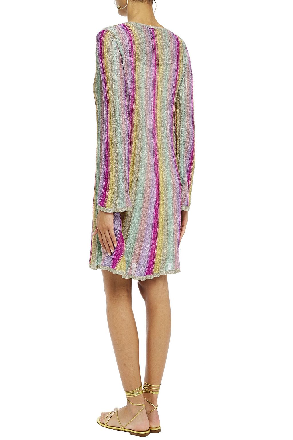 M MISSONI Metallic striped crochet-knit mini dress