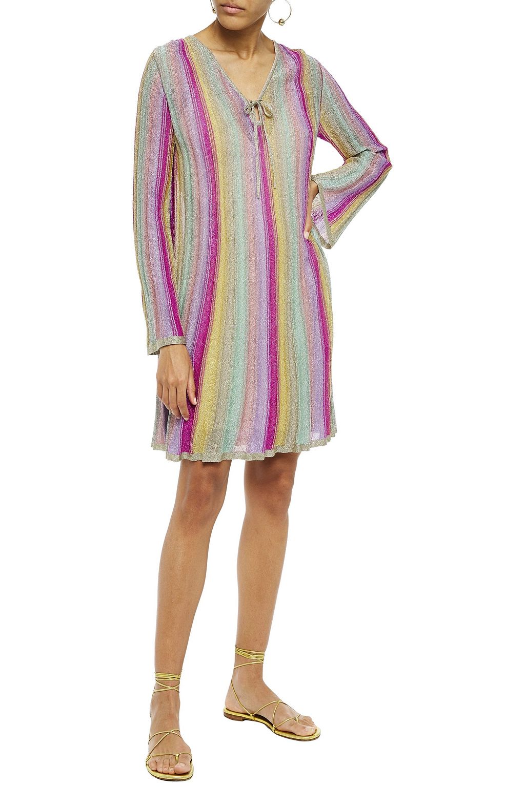 M MISSONI Metallic striped crochet-knit mini dress