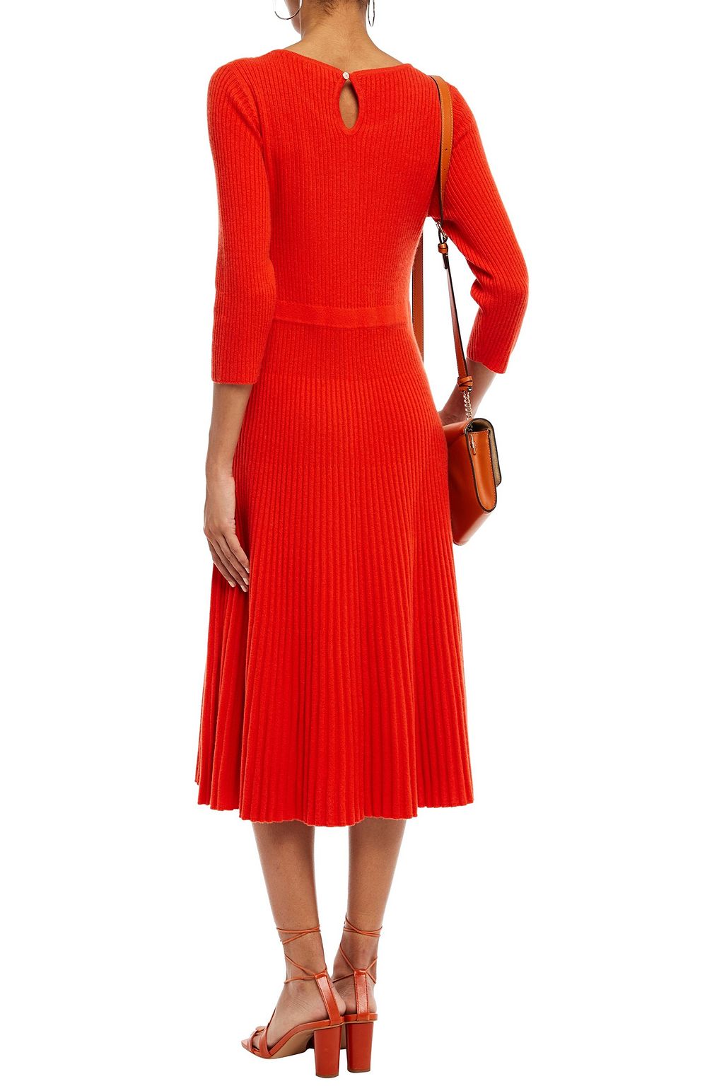 N.PEAL Fluted ribbed cashmere midi dress