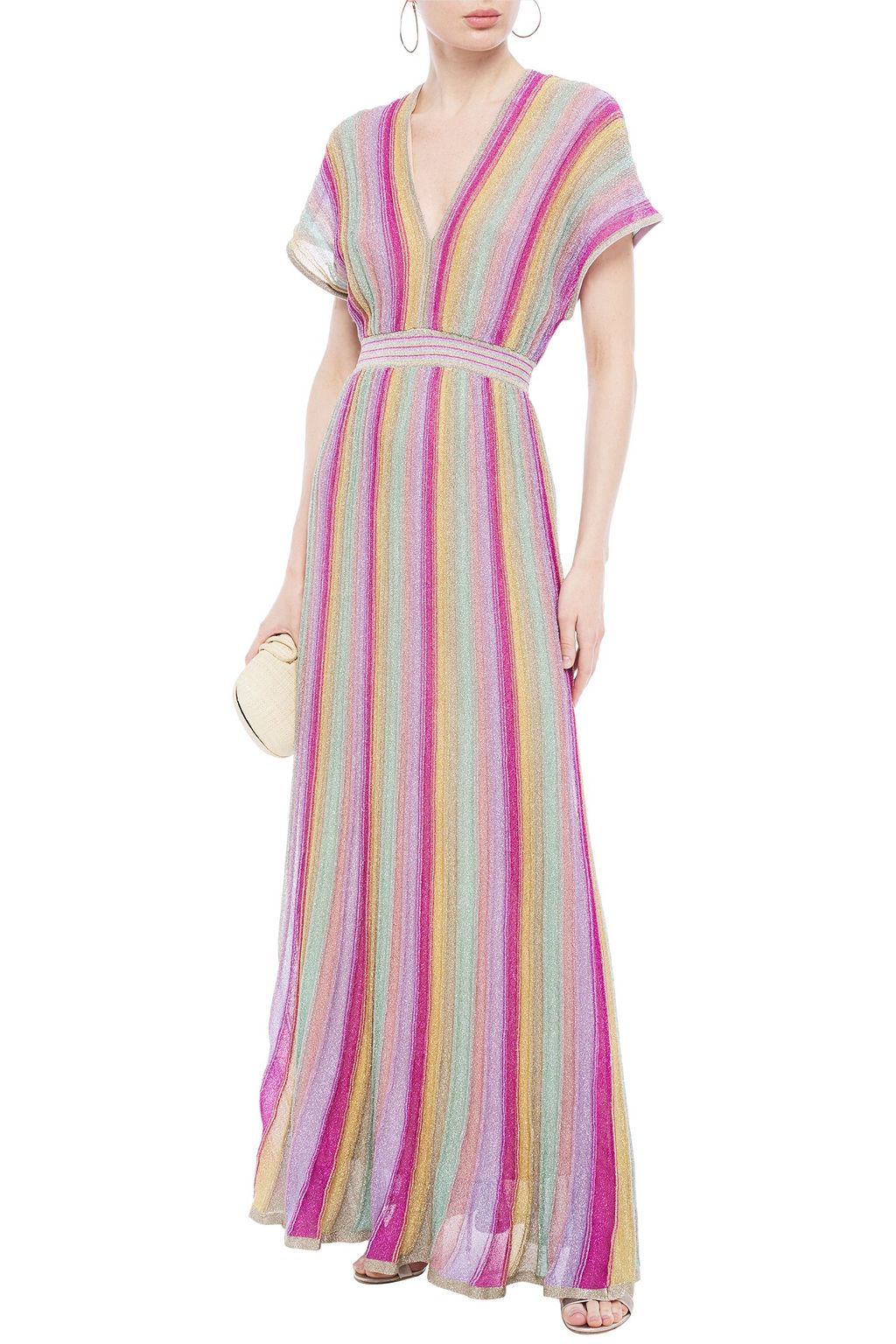 M MISSONI Metallic striped crochet-knit maxi dress