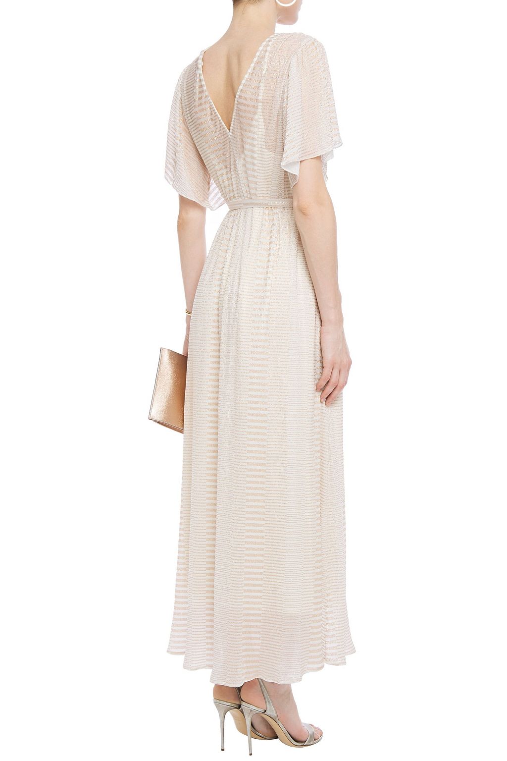 ANTIK BATIK Aurelia wrap-effect metallic striped knitted maxi dress
