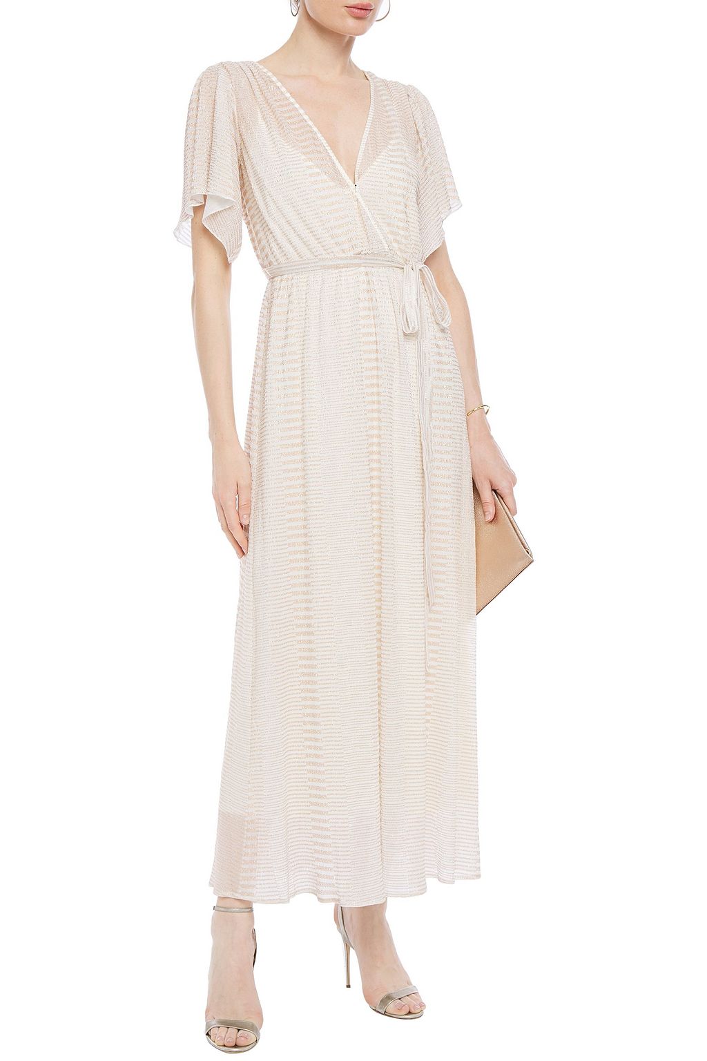 ANTIK BATIK Aurelia wrap-effect metallic striped knitted maxi dress