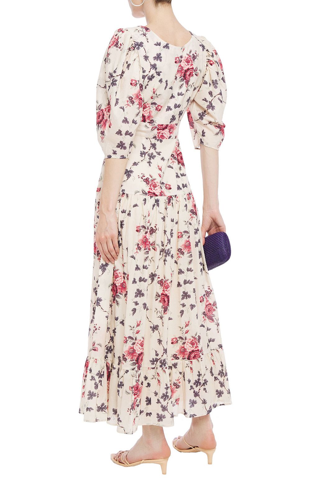 LOVESHACKFANCY Lenny fluted floral-print cotton-voile maxi dress