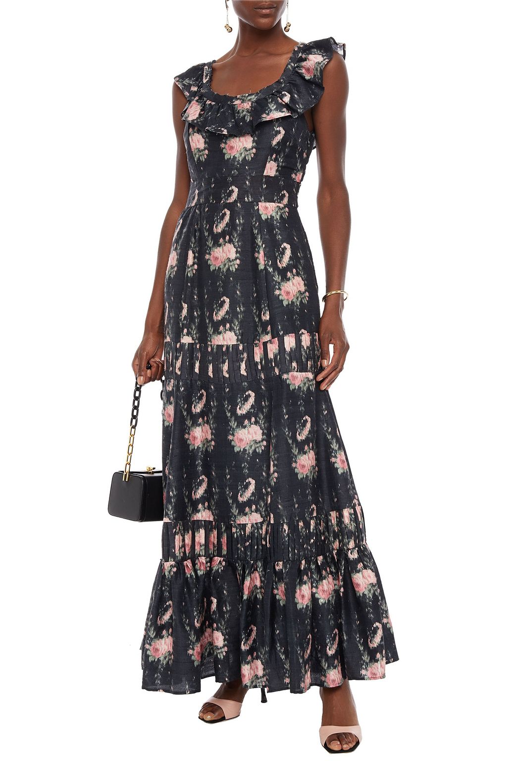 LOVESHACKFANCY Joanne ruffled floral-print silk maxi dress