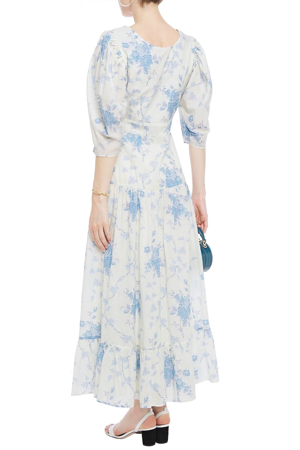 LOVESHACKFANCY Lenny fluted floral-print cotton-voile maxi dress