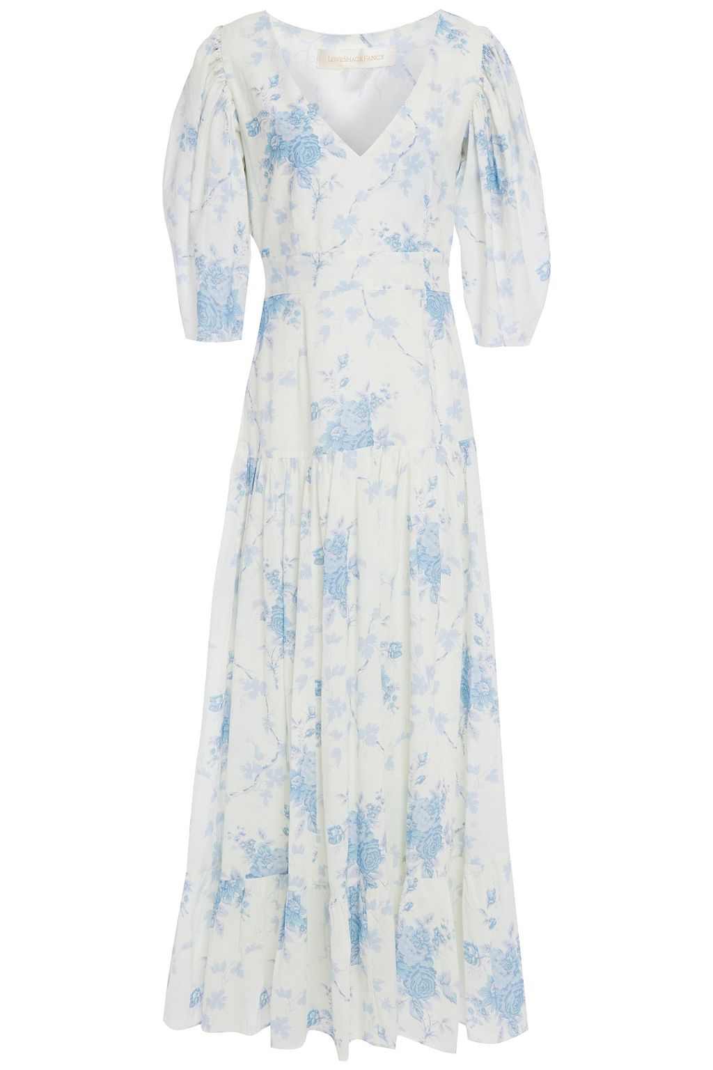 LOVESHACKFANCY Lenny fluted floral-print cotton-voile maxi dress | Sale ...