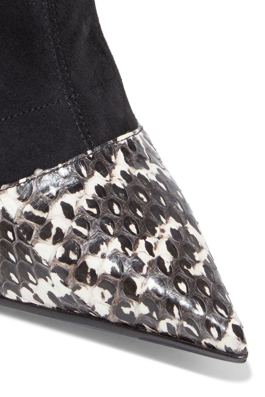 BALMAIN Blair snake-effect leather-trimmed suede ankle boots