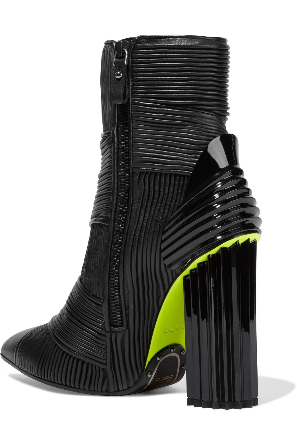 BALMAIN Irina pleated leather ankle boots