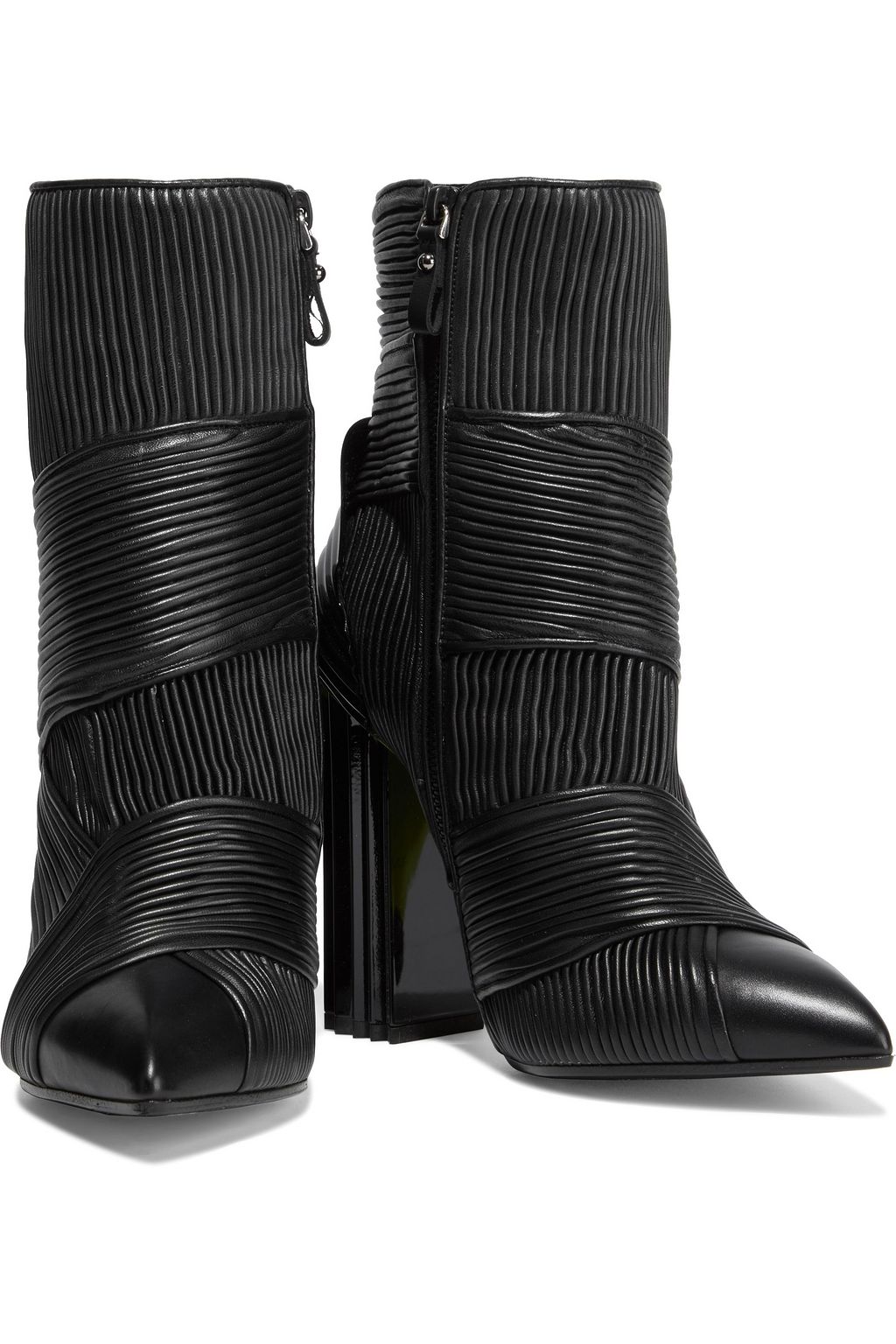 BALMAIN Irina pleated leather ankle boots