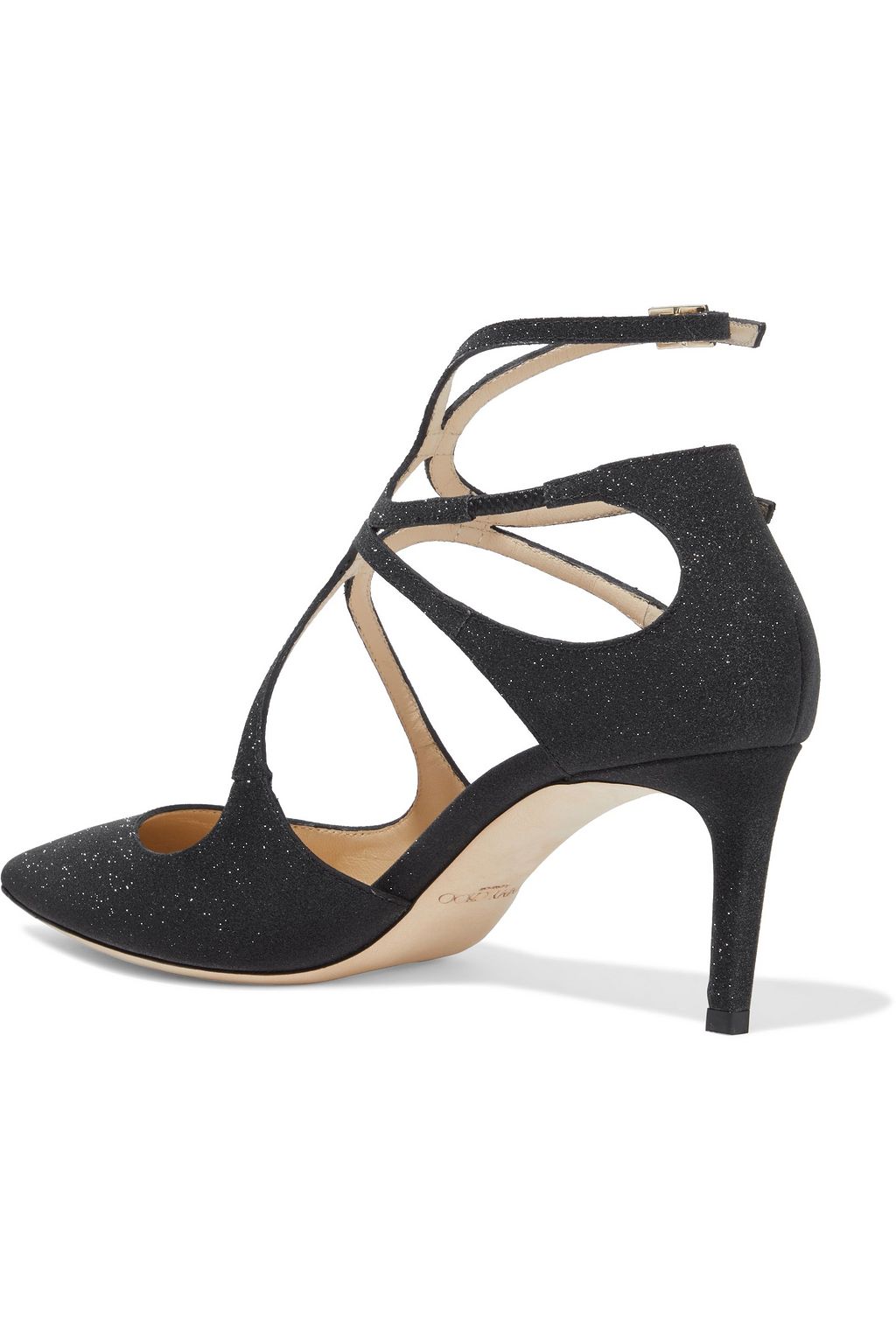JIMMY CHOO Lancer 65 glittered leather pumps