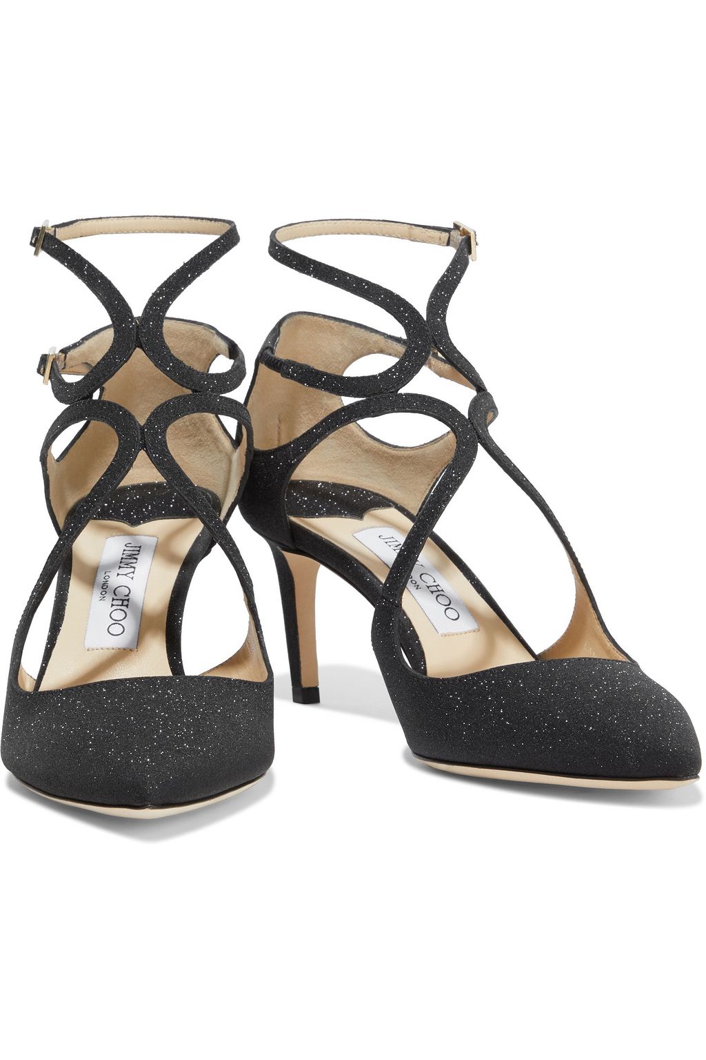 JIMMY CHOO Lancer 65 glittered leather pumps
