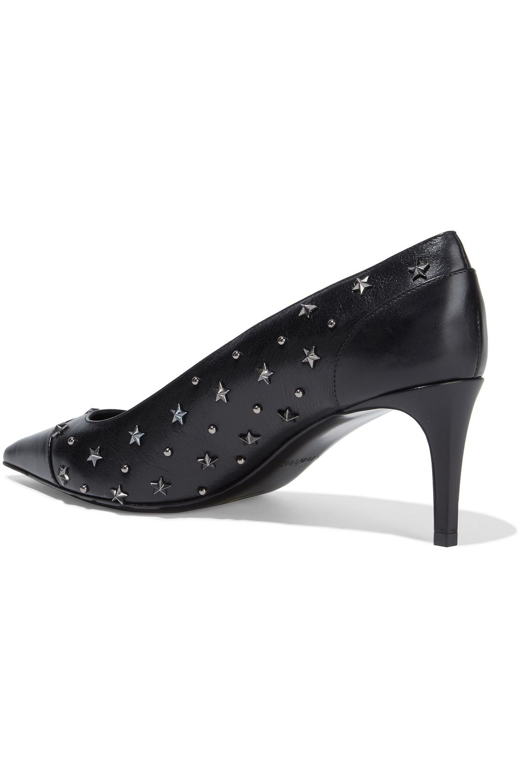 BALMAIN Daphne studded smooth and textured-leather pumps