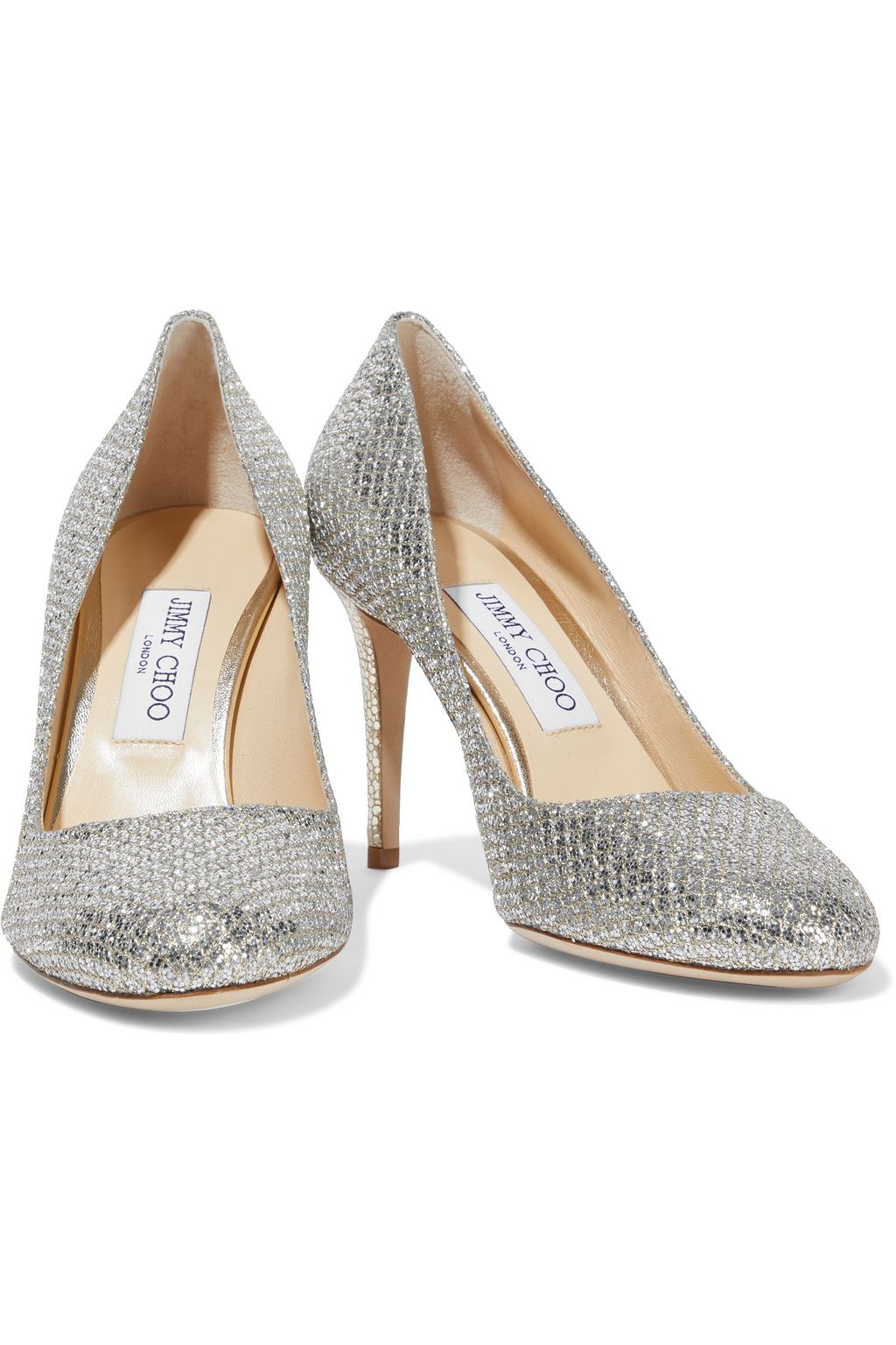 JIMMY CHOO Bridget 85 glittered lamé pumps
