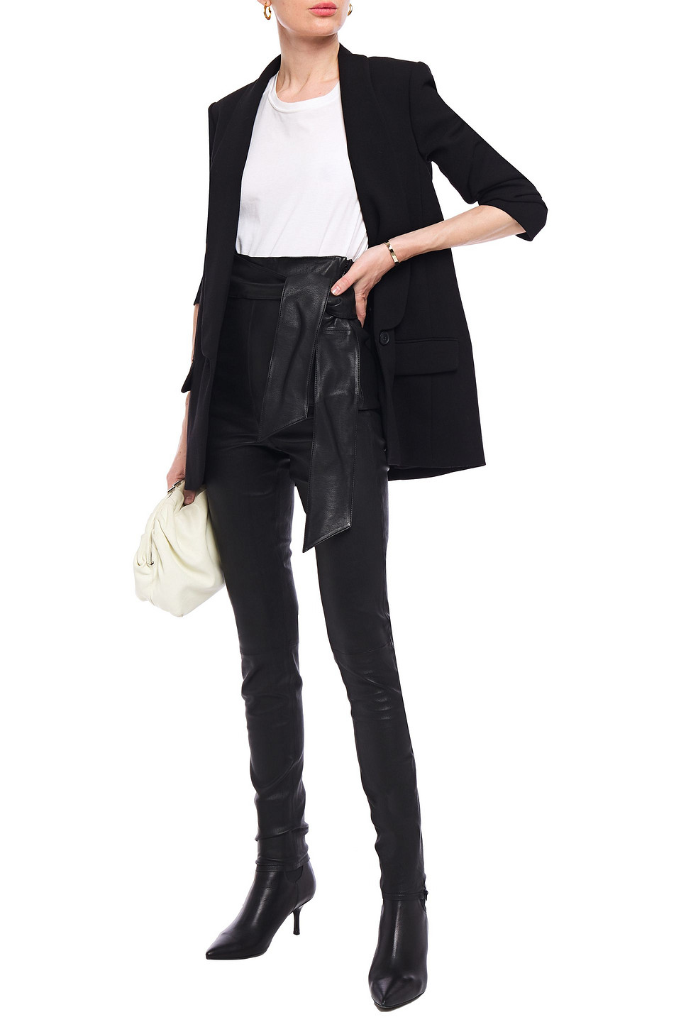 Elsa Hosk Friday Belted Stretch-leather 