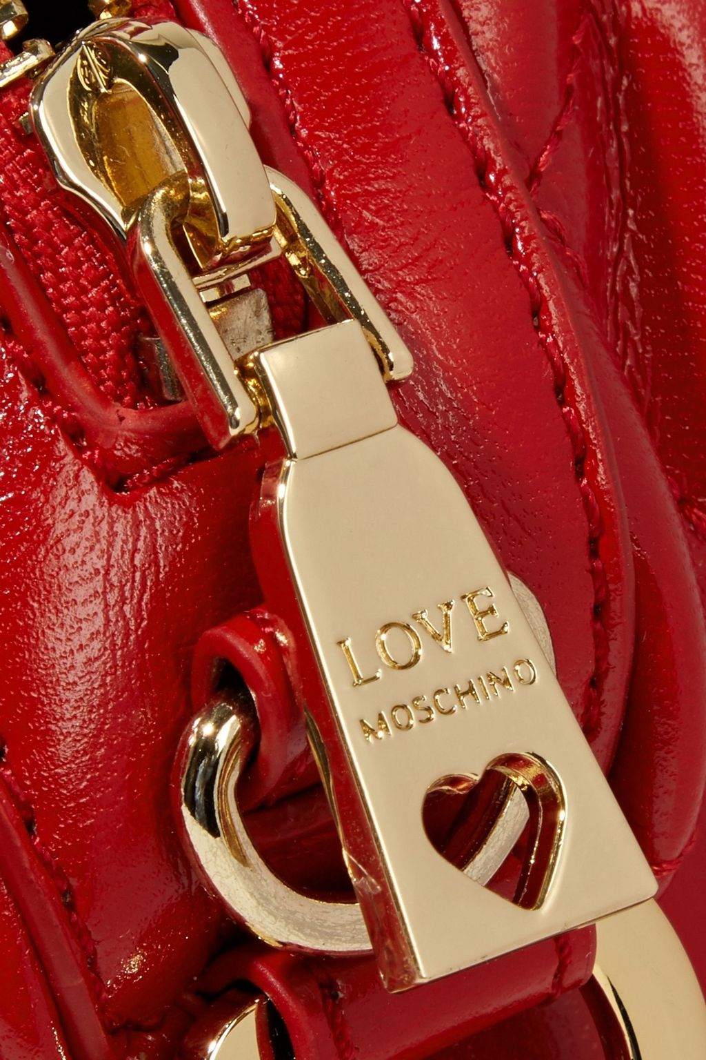 LOVE MOSCHINO Quilted faux glossed-leather tote