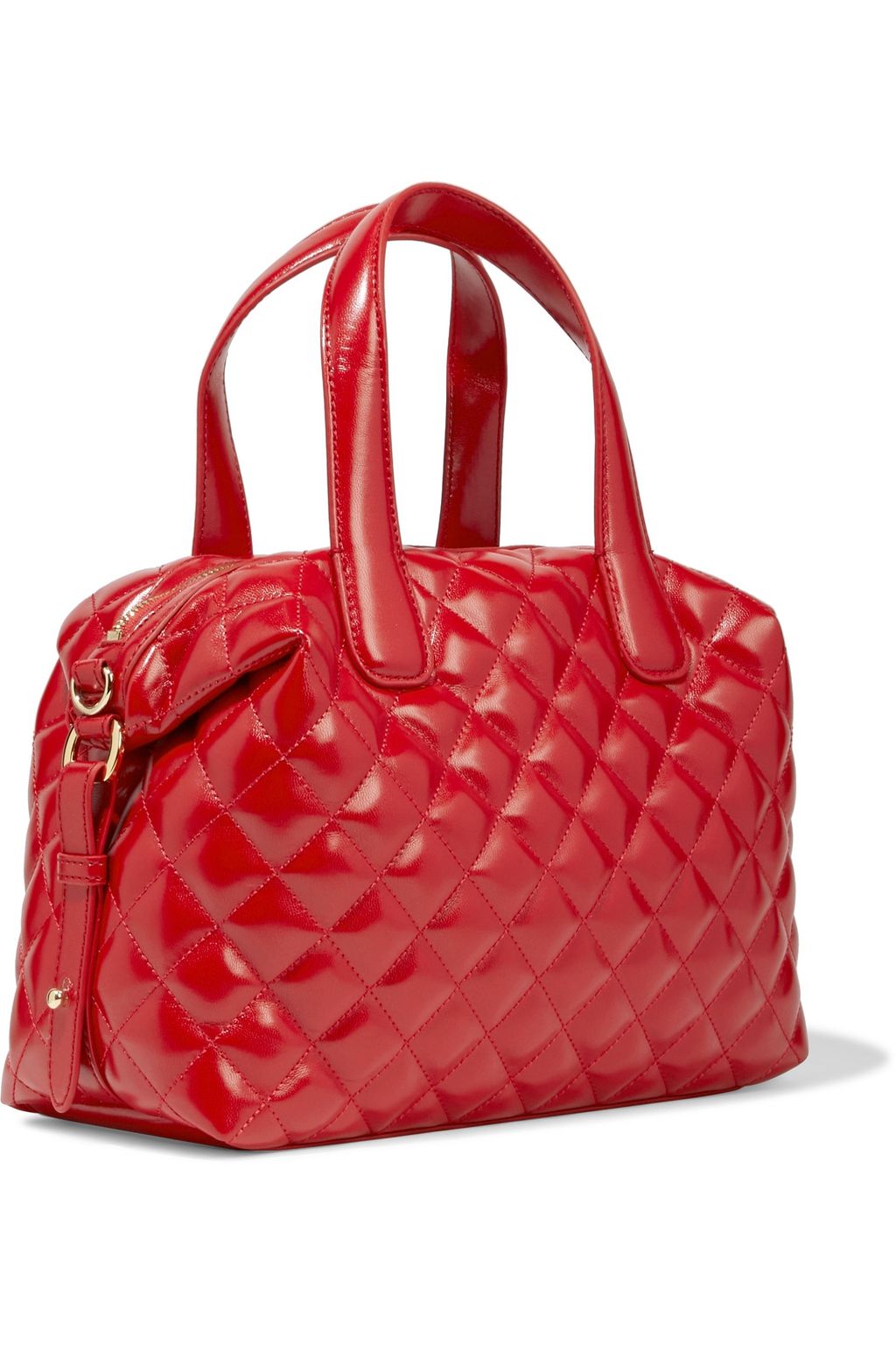 LOVE MOSCHINO Quilted faux glossed-leather tote