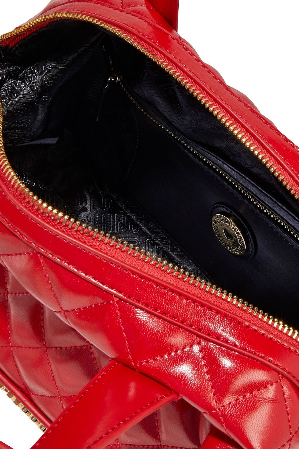 LOVE MOSCHINO Quilted faux glossed-leather tote