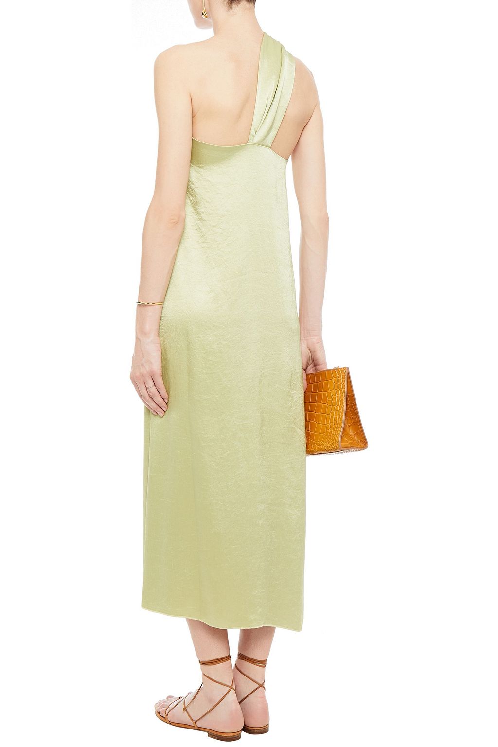 NANUSHKA Zena one-shoulder twist-front crinkled washed-satin midi dress
