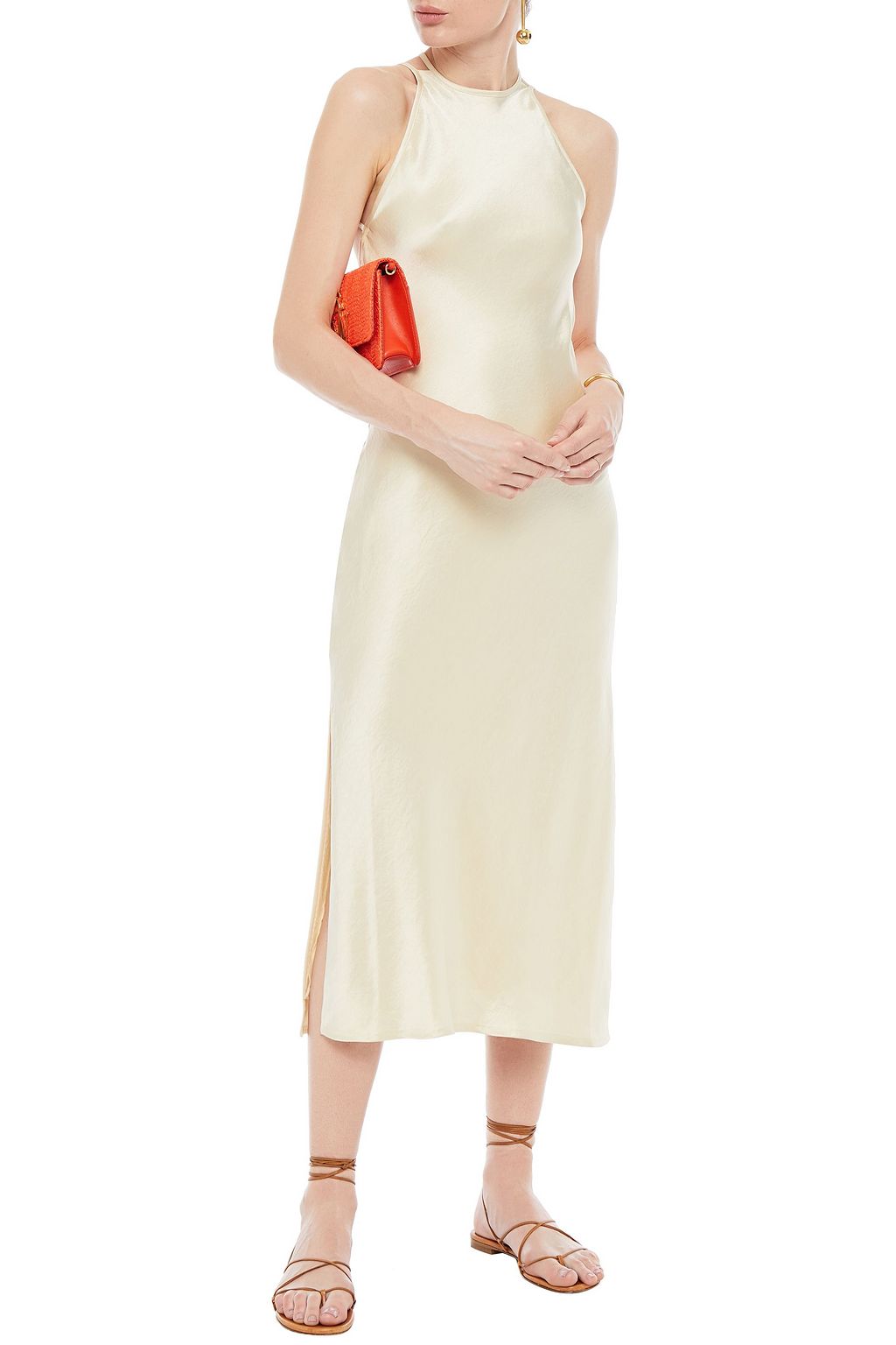 NANUSHKA Narita open-back crinkled washed-satin midi slip dress