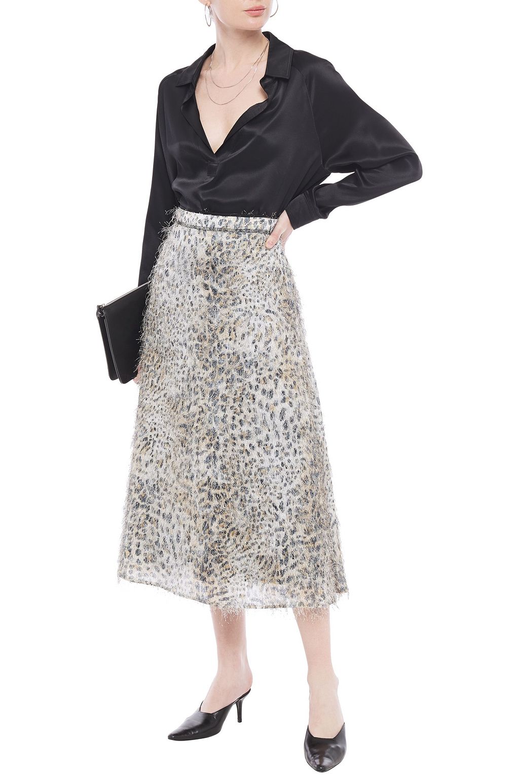 MCQ ALEXANDER MCQUEEN Leopard-print fil coupé midi skirt