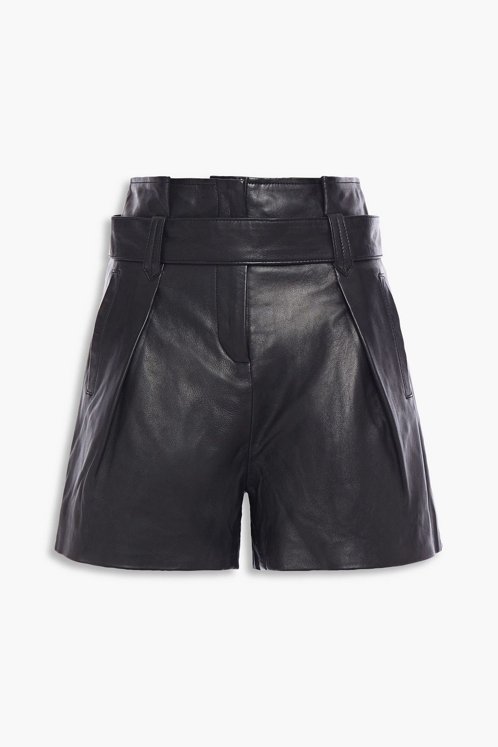 MUUBAA Donan belted pleated leather shorts | THE OUTNET