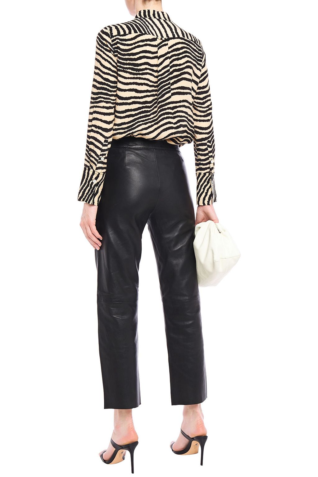 MUUBAA Scalpay cropped belted leather straight-leg pants