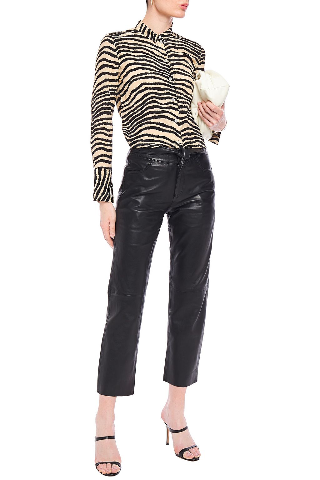 MUUBAA Scalpay cropped belted leather straight-leg pants
