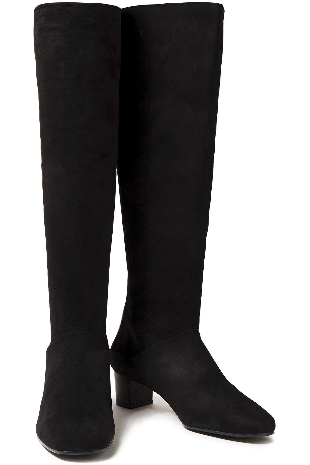 STUART WEITZMAN Shrimpton leather-paneled suede knee boots
