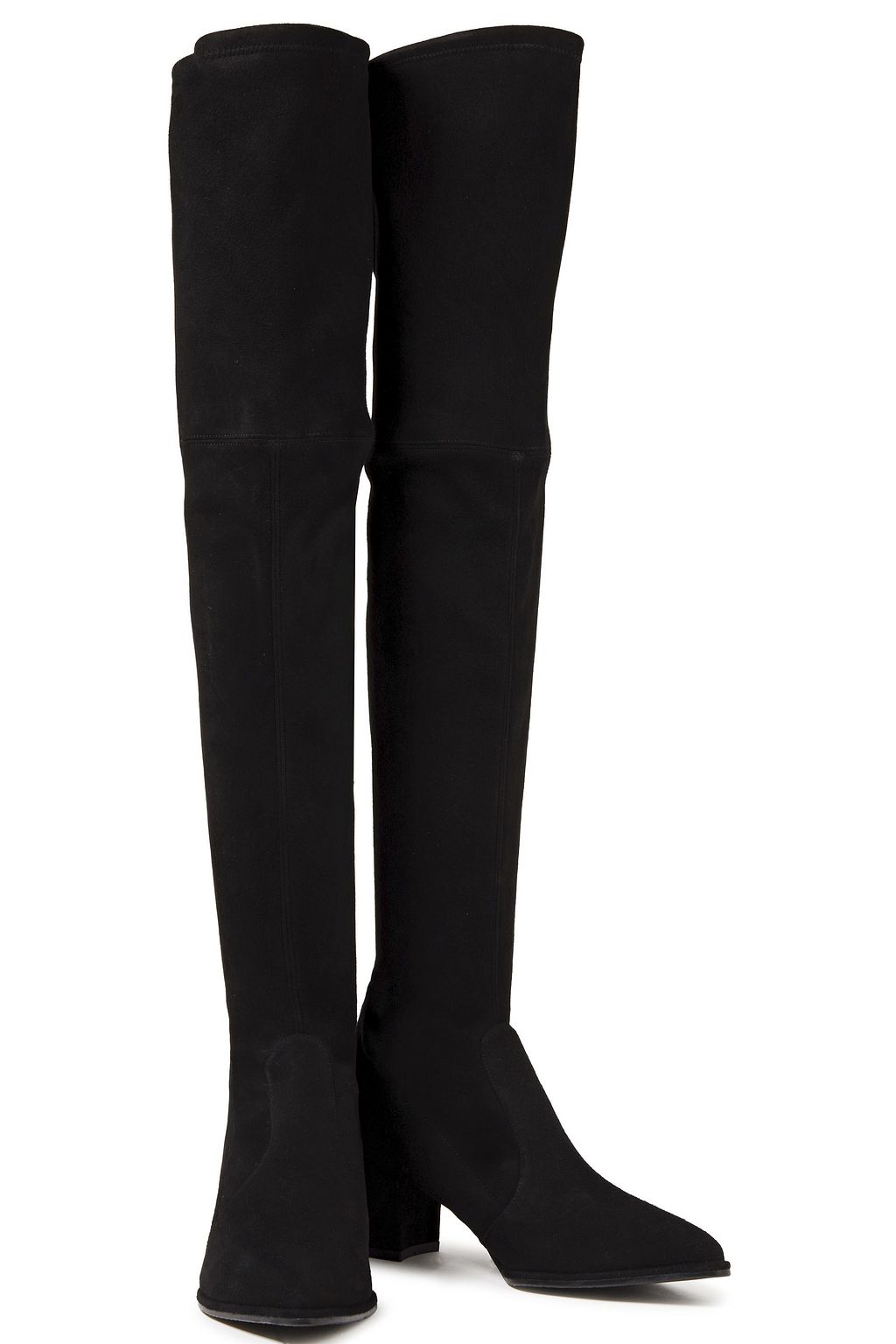 STUART WEITZMAN Paneled suede overtheknee boots THE