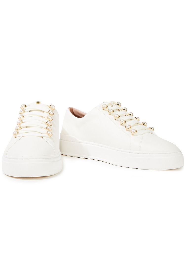 stuart weitzman excelsa leather embellished sneaker