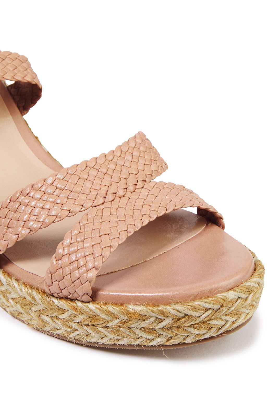 STUART WEITZMAN Woven leather espadrille wedge sandals