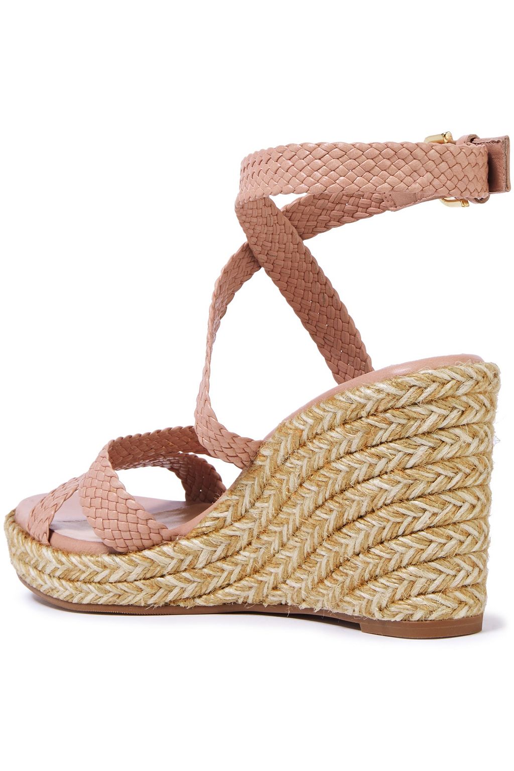 STUART WEITZMAN Woven leather espadrille wedge sandals