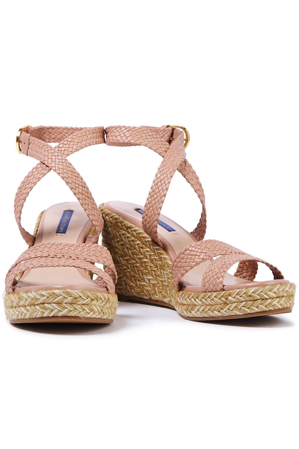 STUART WEITZMAN Woven leather espadrille wedge sandals