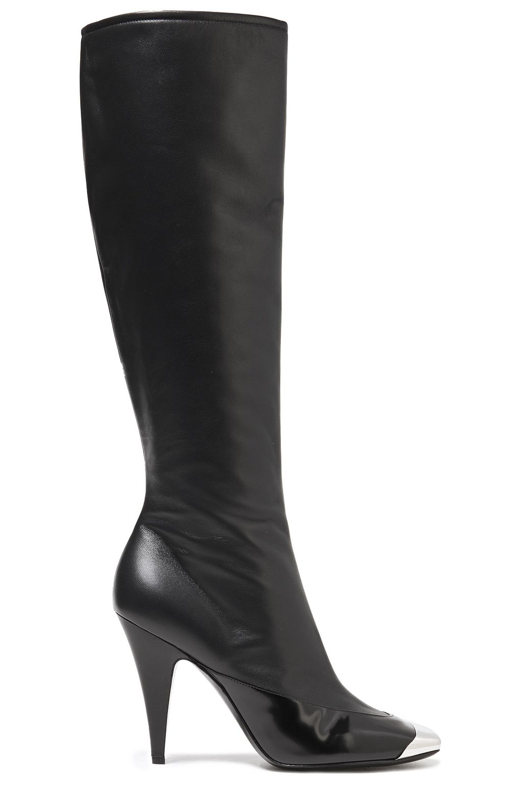 Smooth and glossed-leather knee boots 